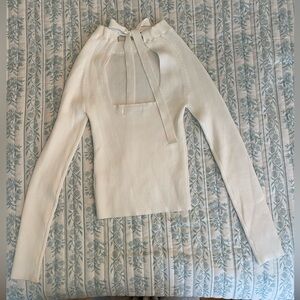Nordstrom Cream Ribbed Long Sleeve Blouse